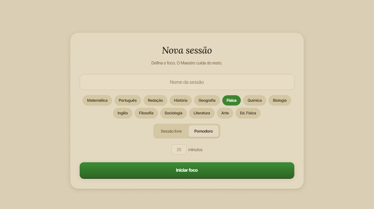 Focus Mode — timer de estudo integrado