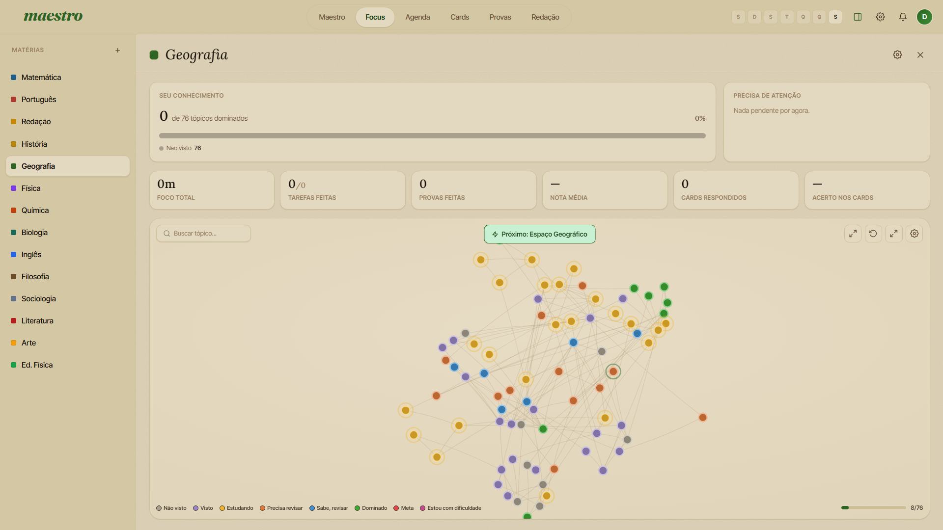Mapa de Conhecimento — grafo interativo do Maestro