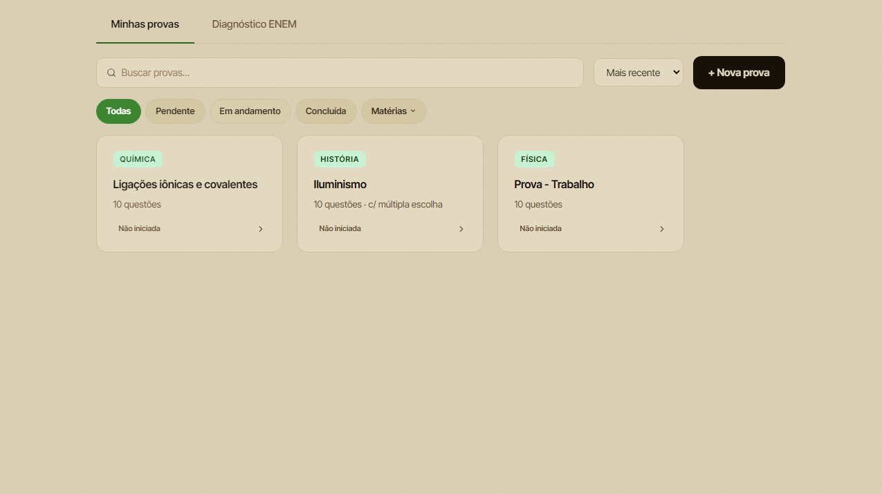Provas — questões estilo ENEM sob medida